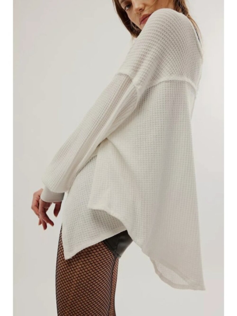 Free People Coraline Thermal Waffle Knit Oversized ( S )
